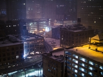 Downtown Chicago - Snowy Winter Night 