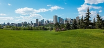 Downtown Edmonton Alberta viewed from across the River Valley 