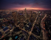 Downtown Los Angeles at dusk 