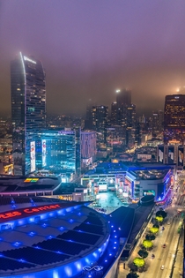 Downtown Los Angeles bathed in Purple Light 