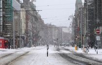 Dublin city in snow at Abby Street in 