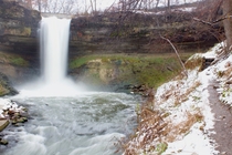 Due to multiple requests here is Minnehaha falls after the snow last night 