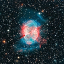 Dumbell Nebula or Ma gaseous emission nebula is over  light-years across amp about  light-years away in the constellation Vulpecula