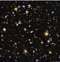 Each dot in this pic is a galaxy  galaxies in a small portion of space and  billion stars or so per galaxy equals trillions of stars and planets in one picture