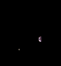 Earth and the its moon seen from Mars