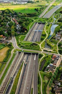 Ecoducts railway highway roads walkways in Breda The Netherlands