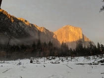 El Capitan in Yosemite during sunset on a recent wintery day x 