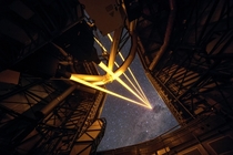 European Space Observatorys Paranal Observatory in Chile marked the brilliant first light for the four powerful lasers that form a crucial part of the adaptive optics systems on ESOs Very Large Telescope