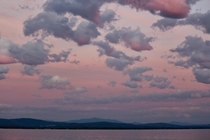 Evening over Lake Champlain looking east Vermont US