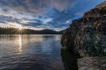 Evening sunset on Safety Bay of Flathead Lake Montana 