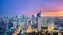 Evening view of Jakarta Indonesia
