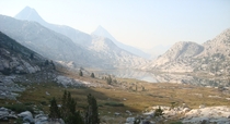 Evolution Lake with smoke from the Rough Fire in California 