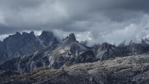 Extraterresrial landscape at Tre Cime di Lavaredo Italy 
