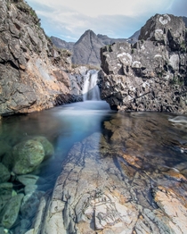 Fairy Pools with Sgurr an Fheadain in the background Isle of Skye Scotland 