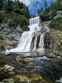 Fanes waterfall Dolomites Italy 