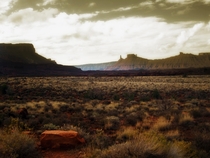 Faraway view of Castle Rock near Moab Utah x