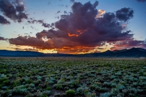 Fiery sunset near Del Norte Colorado 