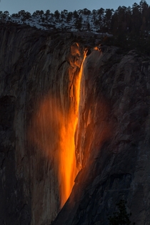 Firefall at Yosemite CA on Valentines Day eve  Got lucky enough to get this gift from Mother Nature as the heart shape appears in the mist from the falls 