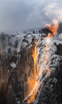 Firefall  in Yosemite CA Can you spot the heart 