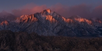 First light at Lone Pine peak Eastern Sierras California 