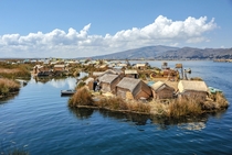Floating Islands on lake Titicaca in Peru 