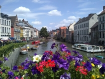 Flowers canals and cool architecture in Ghent Belgium