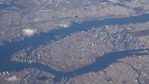 Flying above Manhattan this morning 