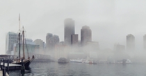 Fog rolls into Boston Harbor 