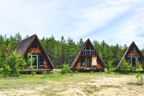 Forgotten A-frame cabins near Pinehouse Junction Saskatchewan