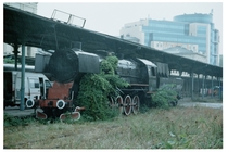 Forgotten steam engine in the rain