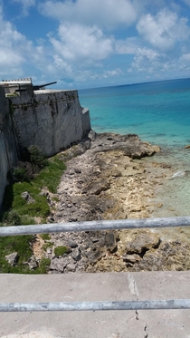 Fort St Catherine overlooking blue waters Bermuda