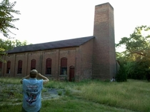Found a ghost town that was founded built up and later abandoned by the Rockefeller Pipeline This large building once used as a steam powered pump for the gas down to Erie IN There were houses and industrial buildings Even a plaque from the Vatican at the