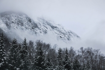 Franconia Notch NH on a snowy winter afternoon 