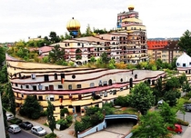 Friedensreich Hundertwasser designed the Waldspirale building because he hated straight lines he said that straight lines are the tools of devil So built this spiralled building with a forest on top in the s as well as many other fascinating buildings