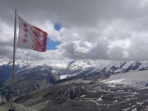 From the Hornlihutte looking back on Zermatt Switzerland  