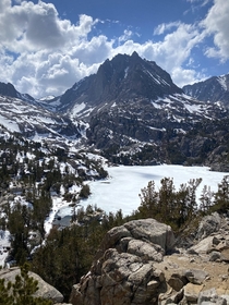 Frozen Alpine Lake in the Eastern Sierra Nevada Mountains California - x 