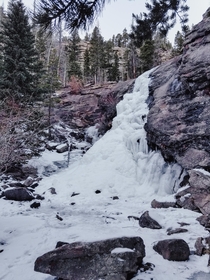 Frozen Bridal Veil Falls in Estes Park CO 