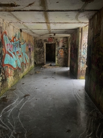Frozen hallway in an old costal artillery fort in rhode island