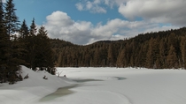 Frozen lake on Eagle Mountain BC Canada