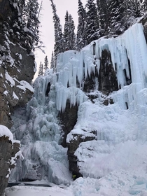 Frozen Waterfall in Banff Alberta Canada x