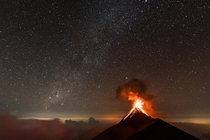 Fuego Volcano amp Milky Way  Guatemala