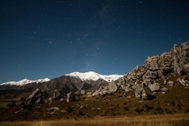Full Moon Night Shot at Castle Hill New Zealand  OC