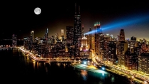 Full moon over Chicago