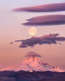 Full Moon Over Mt Hood Oregon 