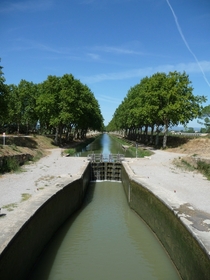 Gailhousty Lock on the Canal de Jonction Sallles dAude France 