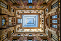 Galleria Sciarra in Rome with lavish frescoes painted facades of Art Nouveau style and a glass-iron roof dating to the late th century