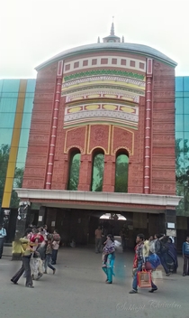 Gate of Rampurhat Railway stationWest BengalIndiabuilt in the style of a Bengali terracotta temple 