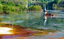Geamna Romania - a village flooded by toxic waste from the nearby copper mine More details in comments