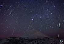 Geminid Meteors over Teide Volcano 