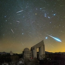 Geminid Meteors over Xinglong Observatory   Credit to Steed Yu and NightChinanet
